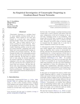 An Empirical Investigation of Catastrophic Forgetting in Gradient-Based
  Neural Networks