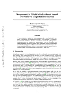 Nonparametric Weight Initialization of Neural Networks via Integral
  Representation