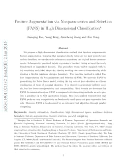 Feature Augmentation via Nonparametrics and Selection (FANS) in High
  Dimensional Classification