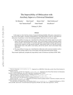 The impossibility of obfuscation with auxiliary input or a universal
  simulator
