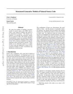 Structured Generative Models of Natural Source Code