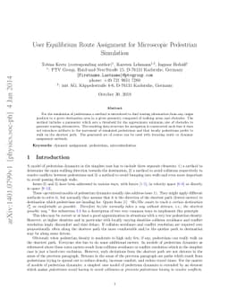 User Equilibrium Route Assignment for Microscopic Pedestrian Simulation