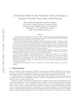 A Prediction Model for the Probability of SLA Matching in Consumer
  Provider Contracting of Web Services