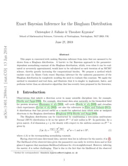 Exact Bayesian Inference for the Bingham Distribution