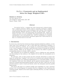 Dr.Fill: Crosswords and an Implemented Solver for Singly Weighted CSPs