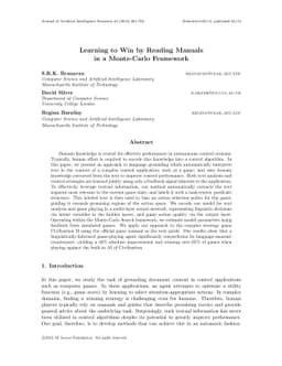 Learning to Win by Reading Manuals in a Monte-Carlo Framework