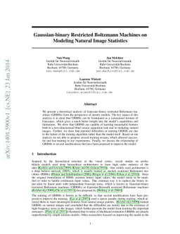 Gaussian-binary Restricted Boltzmann Machines on Modeling Natural Image
  Statistics