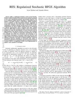 RES: Regularized Stochastic BFGS Algorithm