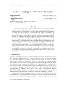 Short and Long Supports for Constraint Propagation