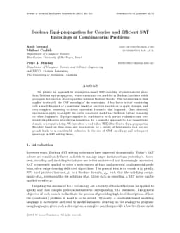 Boolean Equi-propagation for Concise and Efficient SAT Encodings of
  Combinatorial Problems