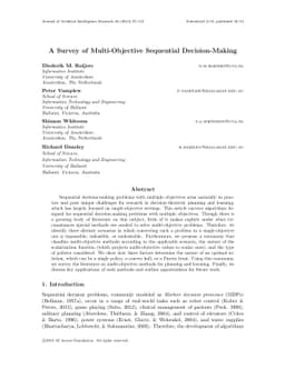 A Survey of Multi-Objective Sequential Decision-Making