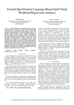 Formal Specification Language Based IaaS Cloud Workload Regression
  Analysis