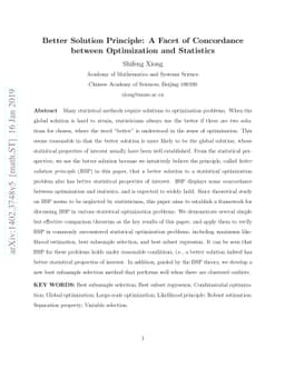Better Solution Principle: A Facet of Concordance between Optimization
  and Statistics