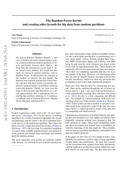 The Random Forest Kernel and other kernels for big data from random
  partitions