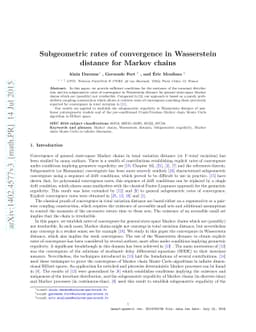 Subgeometric rates of convergence in Wasserstein distance for Markov
  chains