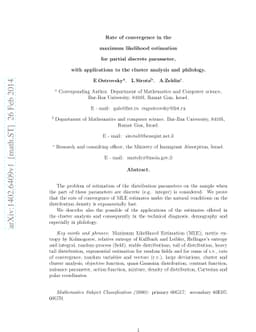 Rate of convergence in the maximum likelihood estimation for partial
  discrete parameter, with applications to the cluster analysis and philology