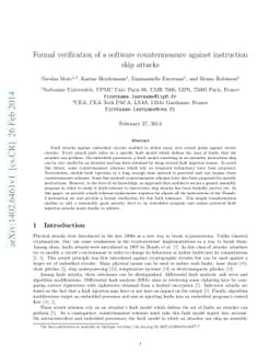 Formal verification of a software countermeasure against instruction
  skip attacks