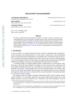 Resourceful Contextual Bandits