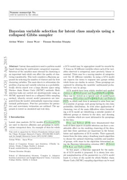Bayesian variable selection for latent class analysis using a collapsed
  Gibbs sampler