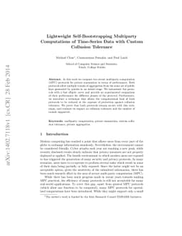 Lightweight Self-Bootstrapping Multiparty Computations of Time-Series
  Data with Custom Collusion Tolerance