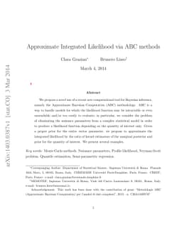 Approximate Integrated Likelihood via ABC methods