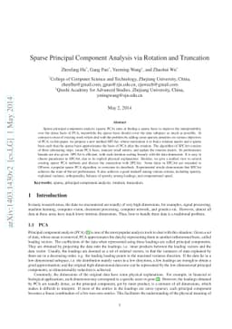 Sparse Principal Component Analysis via Rotation and Truncation