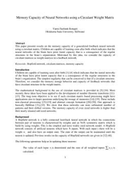 Memory Capacity of Neural Networks using a Circulant Weight Matrix