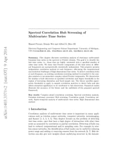 Spectral Correlation Hub Screening of Multivariate Time Series