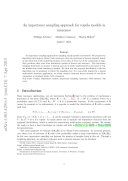 An importance sampling approach for copula models in insurance