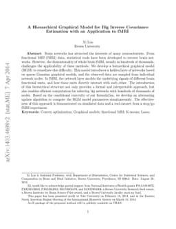 A Hierarchical Graphical Model for Big Inverse Covariance Estimation
  with an Application to fMRI