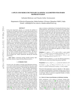 A Split-and-Merge Dictionary Learning Algorithm for Sparse
  Representation