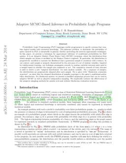 Adaptive MCMC-Based Inference in Probabilistic Logic Programs