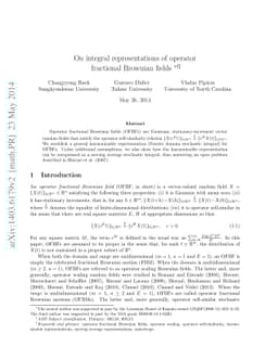 On integral representations of operator fractional Brownian fields