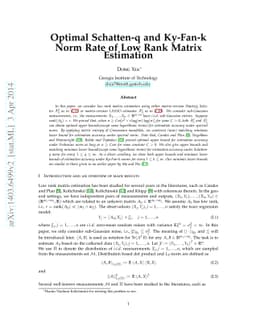 Optimal Schatten-q and Ky-Fan-k Norm Rate of Low Rank Matrix Estimation