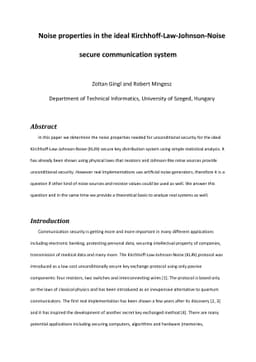 Noise properties in the ideal Kirchhoff-Law-Johnson-Noise secure
  communication system