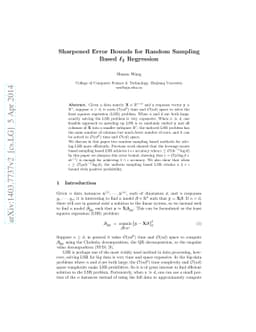 Sharpened Error Bounds for Random Sampling Based $\ell_2$ Regression
