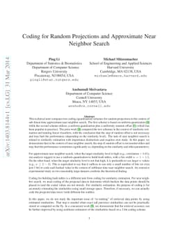 Coding for Random Projections and Approximate Near Neighbor Search