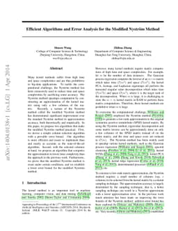 Efficient Algorithms and Error Analysis for the Modified Nystrom Method