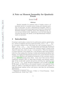 A Note on Moment Inequality for Quadratic Forms