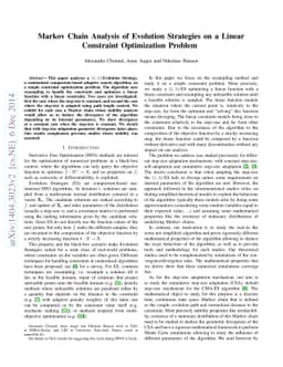 Markov Chain Analysis of Evolution Strategies on a Linear Constraint
  Optimization Problem