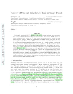 Recovery of Coherent Data via Low-Rank Dictionary Pursuit