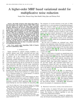 A higher-order MRF based variational model for multiplicative noise
  reduction