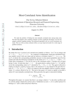Most Correlated Arms Identification