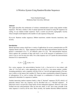 A Wireless System Using Random Residue Sequences