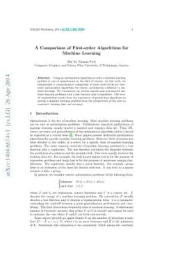 A Comparison of First-order Algorithms for Machine Learning