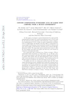 Concise comparative summaries (CCS) of large text corpora with a human
  experiment