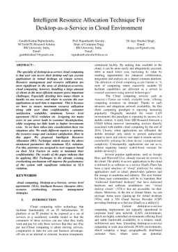 Intelligent Resource Allocation Technique For Desktop-as-a-Service in
  Cloud Environment