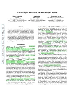 The Multi-engine ASP Solver ME-ASP: Progress Report