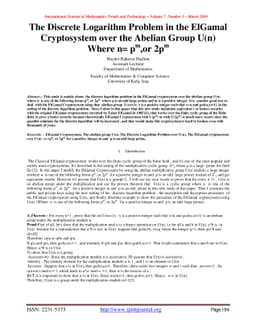 The Discrete Logarithm problem in the ElGamal cryptosystem over the
  abelian group U(n) Where n= p^m,or 2p^m