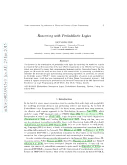 Reasoning with Probabilistic Logics